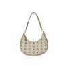 MCM Aren Visetos Half-Moon Monogram All-Over Print Leather Shoulder Bag Small Unisex Couple's Style Beige