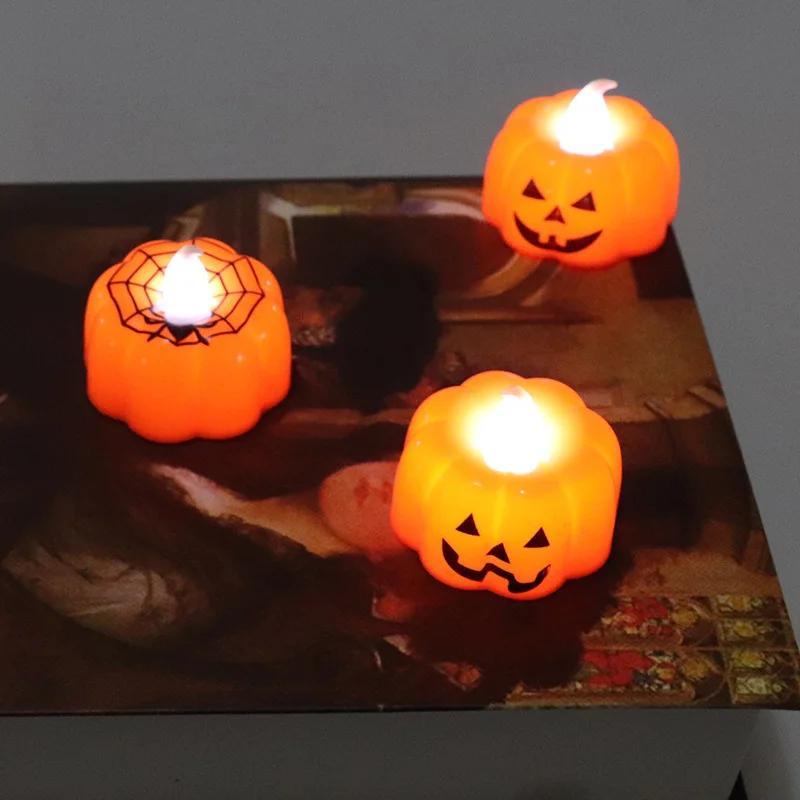 2025 New Halloween Party Pumpkin Lantern Ornaments Decorations Led Electronic Lights Glowing Pumpkin Candle Lights