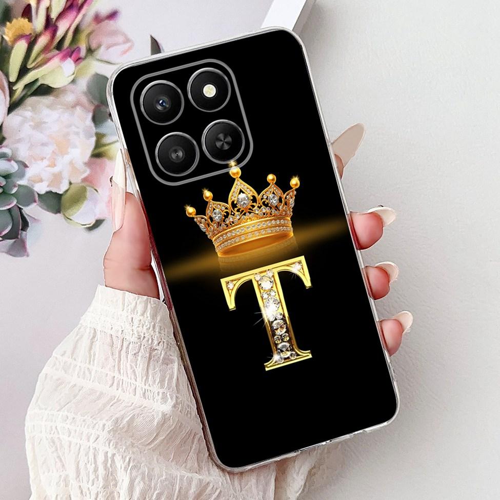 Clear For Honor 400Smart 5G LGN-NX1 Case For Honor 400 Smart Cover Luxury A-Z Letters Fashion Flowers Crown Soft Bumper Casing