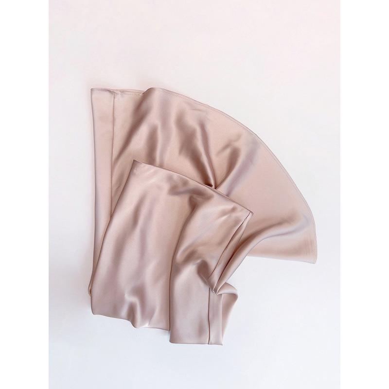 Satin Drape Elastic Waist Midi Skirt - Women's High Waist A-Line for Spring/Summer