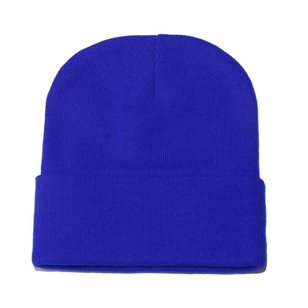 High Quality Solid Color Acrylic Wool Hat Outdoor Warm Cold Hat Monochrome Knitted Hat Pullover Hat for Men and Women