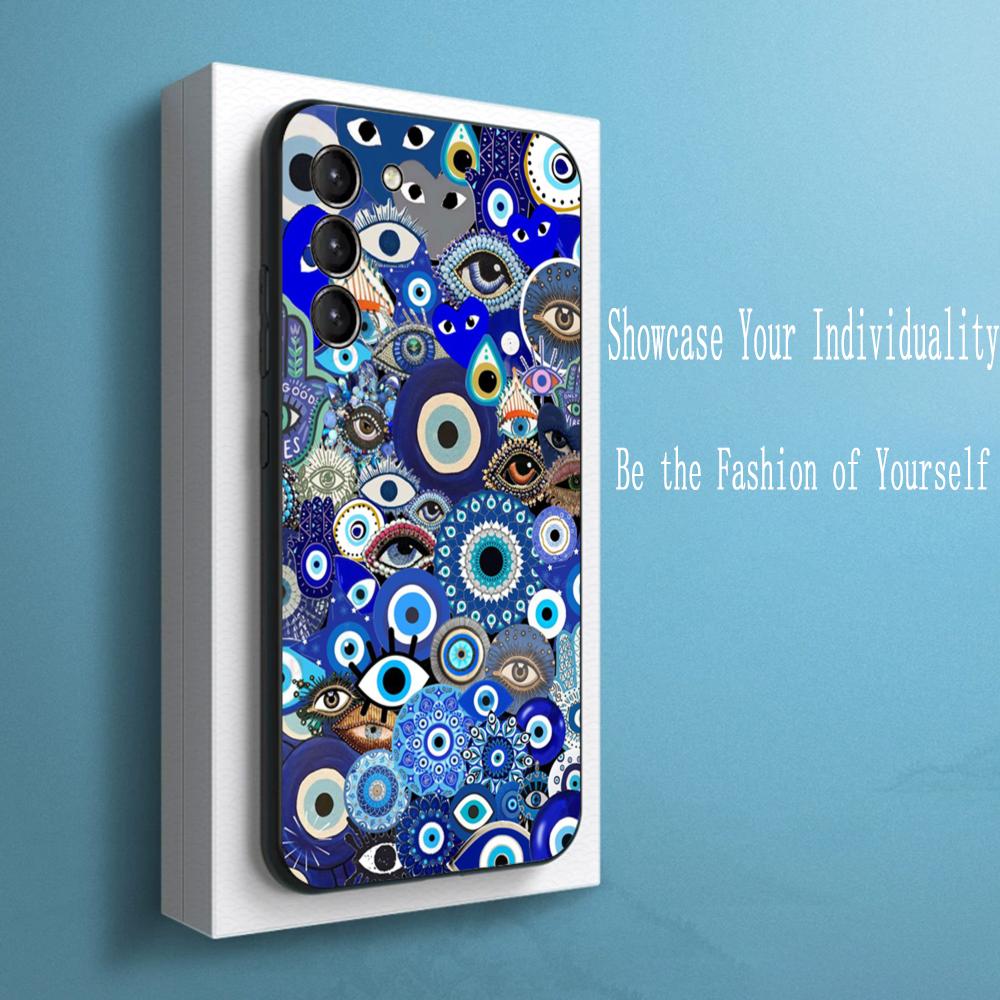 Fashion Cool Evil Eye Design Phone Case For Samsung Galaxy S25 S24 S23 S22 S21 S20 Plus Ultra Note20 Limited Soft Black