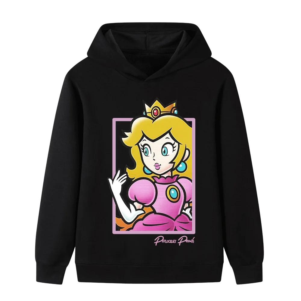 

Girls New Super Mario Princess Cartoon Print Hoodie Autumn / Winter Outdoor Comfortable Soft Children s Wool Hooded Sweatshirt 110