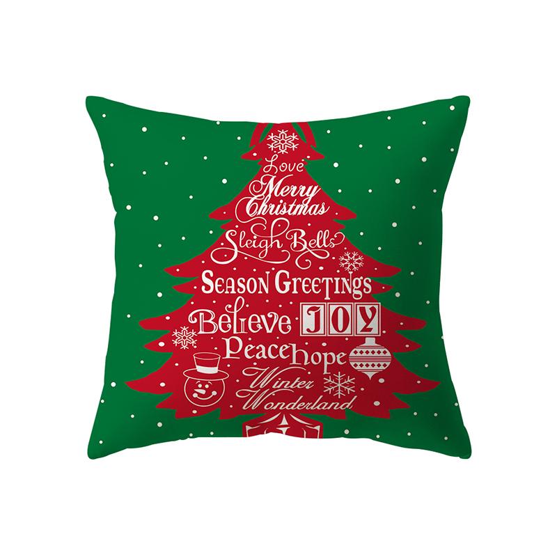 Merry Christmas Tree Decoration Printed Pattern Cushion Cover Home Living Room Sofa Decoration Polyester Pillow Pillow Cover