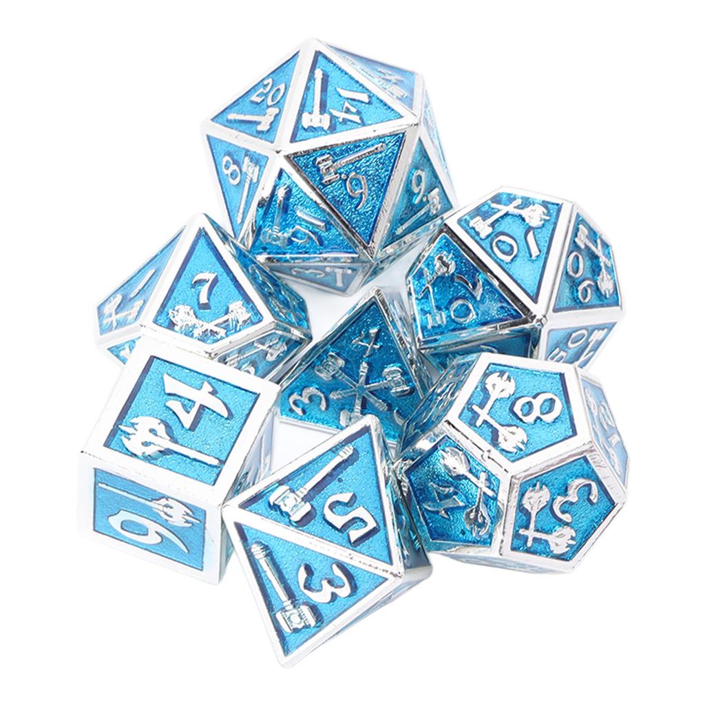 7pcs Polyhedral Dice Set Clear Number Metal Glossy Odorless Table Board Game Dice for Role Playing