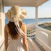 Sweet Lace Bow Sun Hat Breathable Straw Lace Ruffle Beach Hat Adjustable Fisherman Cap Outdoor Travel
