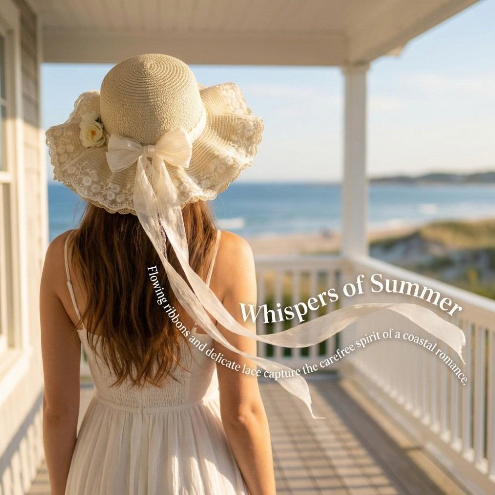Sweet Lace Bow Sun Hat Breathable Straw Lace Ruffle Beach Hat Adjustable Fisherman Cap Outdoor Travel