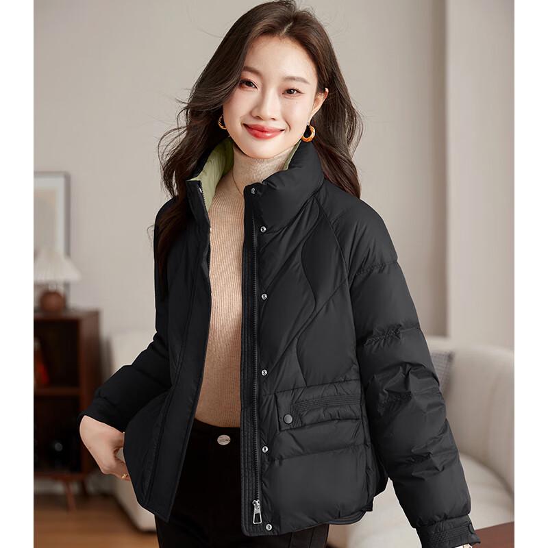 

Женская элегантная куртка на толстом утином пуху, с воротником-стойкой L