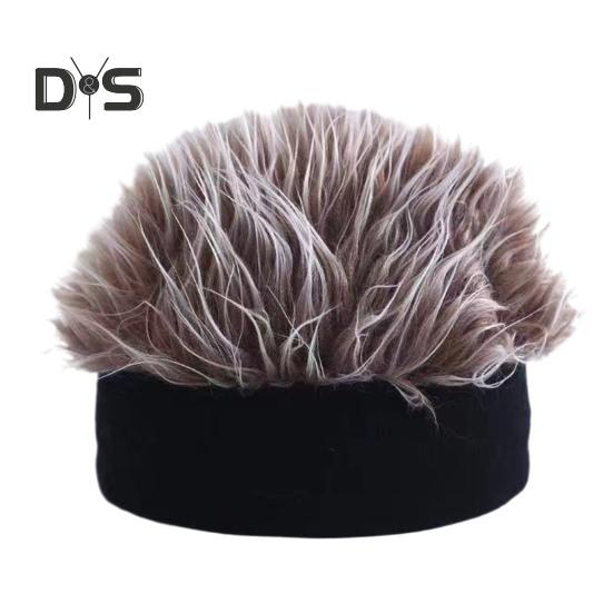 Novelty Fake Hair Visor Hat for Men Adjustable Spiked Wig Hat with Peaked Short Hair Street Hip Hop Hat for Festivals Parties