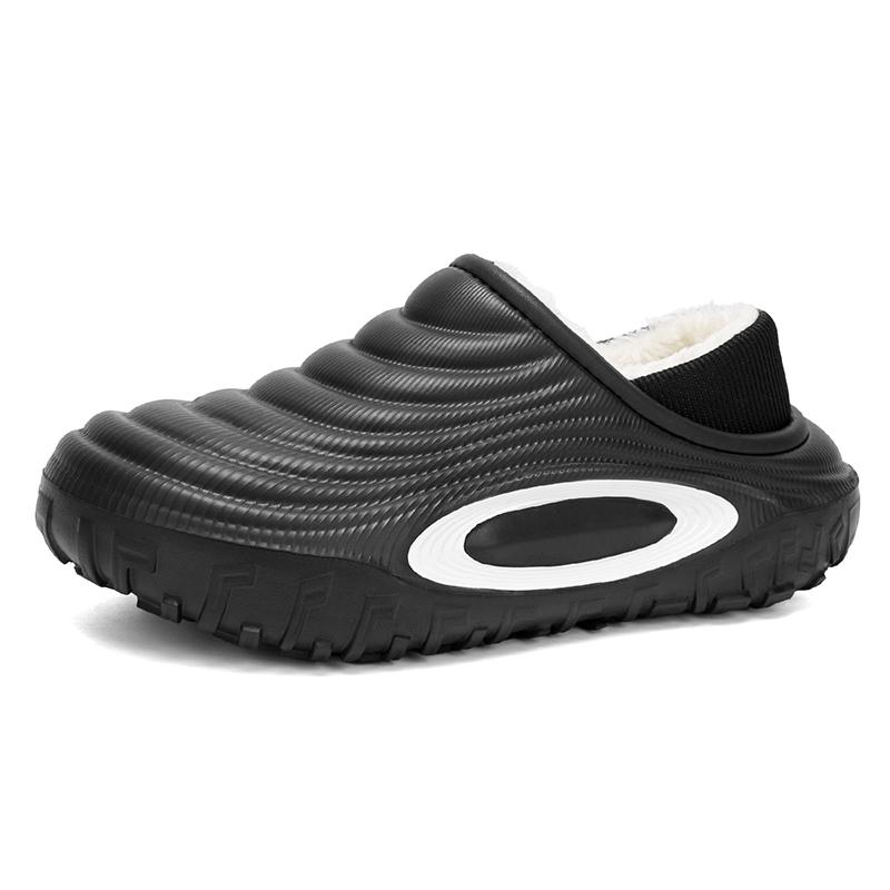 

Новые модные хлопковые мужские тапочки Зимние теплые плюшевые мужские тапочки Водонепроницаемые мужские садовые туфли Для дома и улицы Мужская теплая обувь 43 чёрный