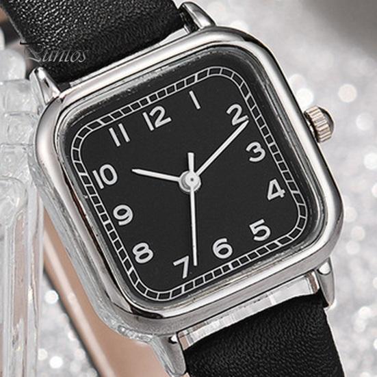 Women Quartz Watch Square Dial Soft Faux Leather Strap Accurate Adjustable Pin Buckle Students Girls Wristwatch Fashion Jewelry Birthday Gift
