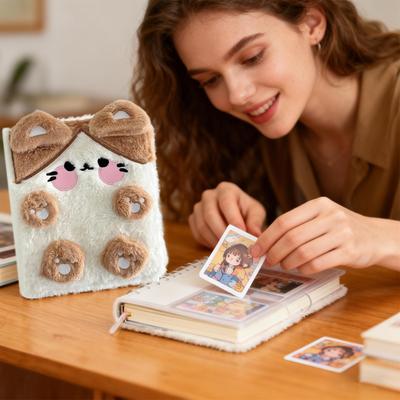 Plush Korean Photocard Album A6 4-Pocket Portable Flexible Card Protector Fans Korean Photo Card Holder For Fans Kids Adults