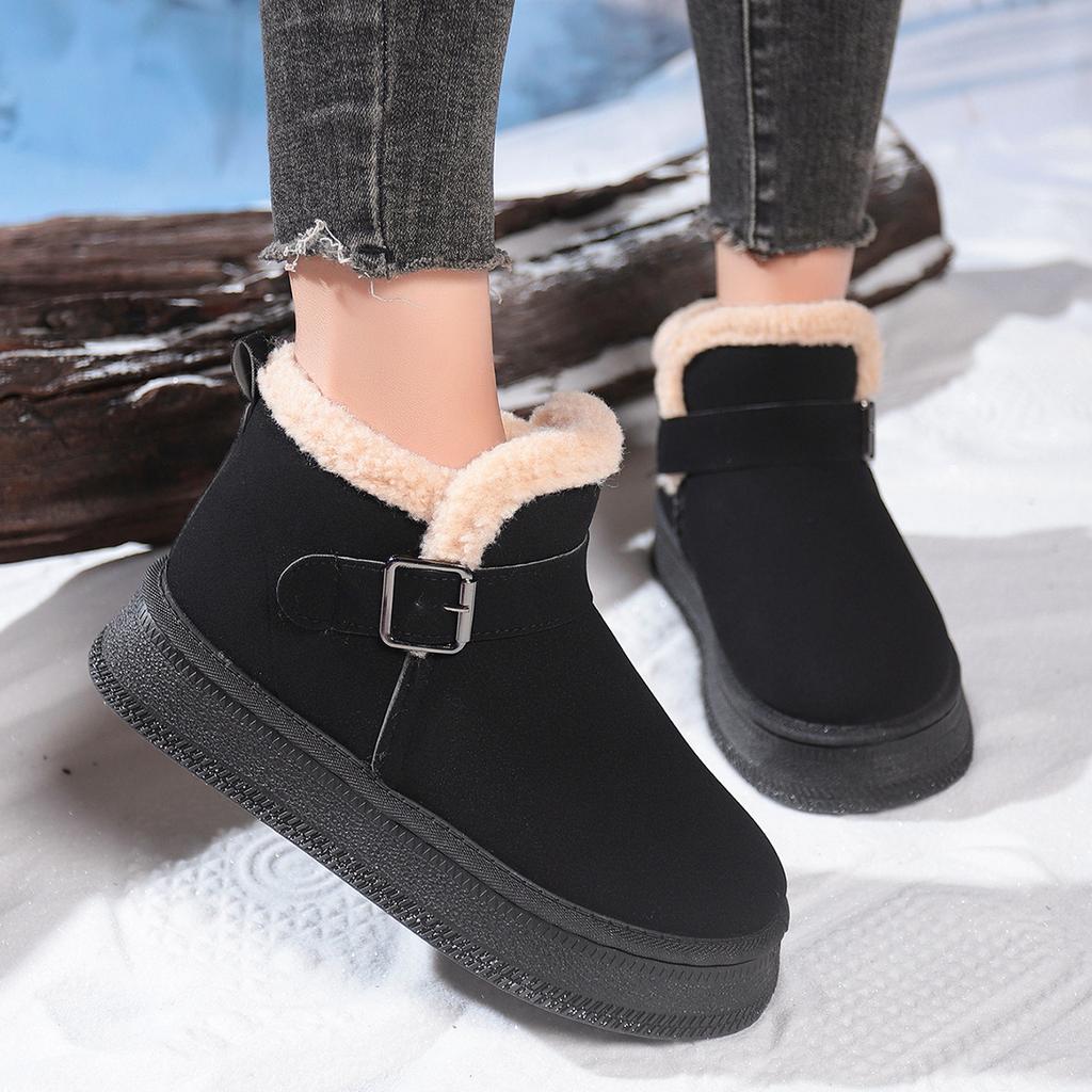 Thick-soled Snow Boots for Women In Winter 2025 Plus-size Plus-size Plush Wool Cotton Shoes for Women Are Versatile