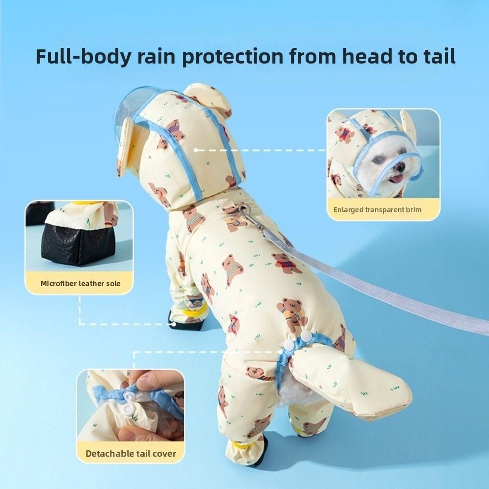 Windproof Dog Rain Cloak Waterproof Four Leg Raincoat Stylish Pet Rain Jacket  Cats