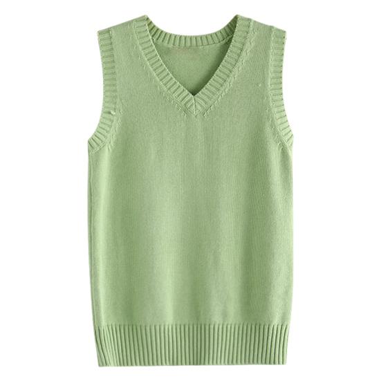 Damen Strickweste V-Ausschnitt Ärmellos Rippenbesatz Einfarbig Weste Tops Herbst Winter Lockere Passform Strickmode