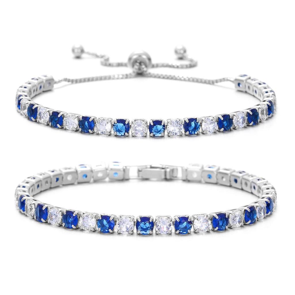 Iridescent Zircon Tennis Bracelet Set - White Gold Plated Fashion Jewelry
