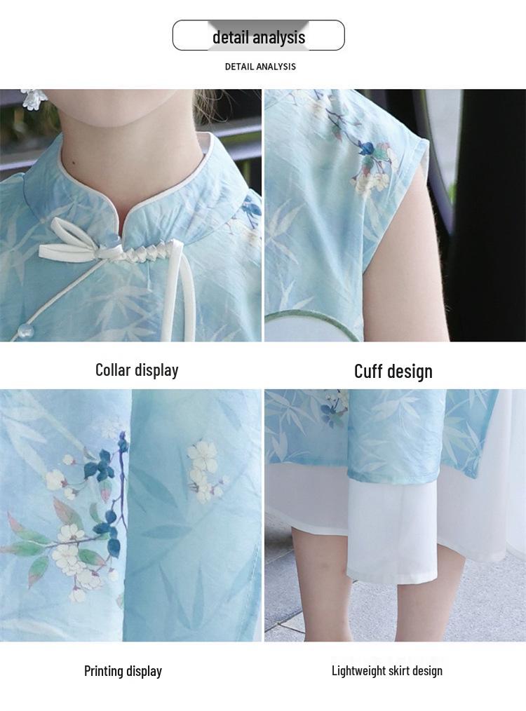 2026 New Summer Cheongsam: Girls' Chinese-Style Tang Suit Dress