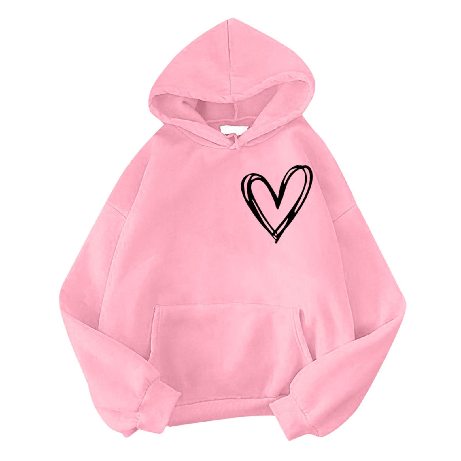 

С капюшоном плюс бархатный свитер женские повседневные свободные топы куртки пары толстовки L розовый