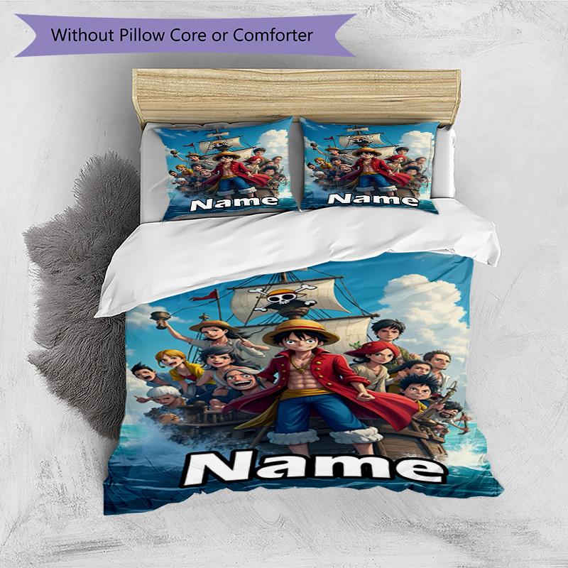 3pcs Duvet Cover Set (1*Duvet Cover + 2*Pillowcase, Without Core), Custom Name One Piece Pattern Bedding Set, Home Bedroom Decor Gift