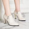 Scarpe con Plateau Bocca Profonda Fondo Spesso Tacco Spesso Punta Acuta Impermeabili Scarpe Casual da Donna