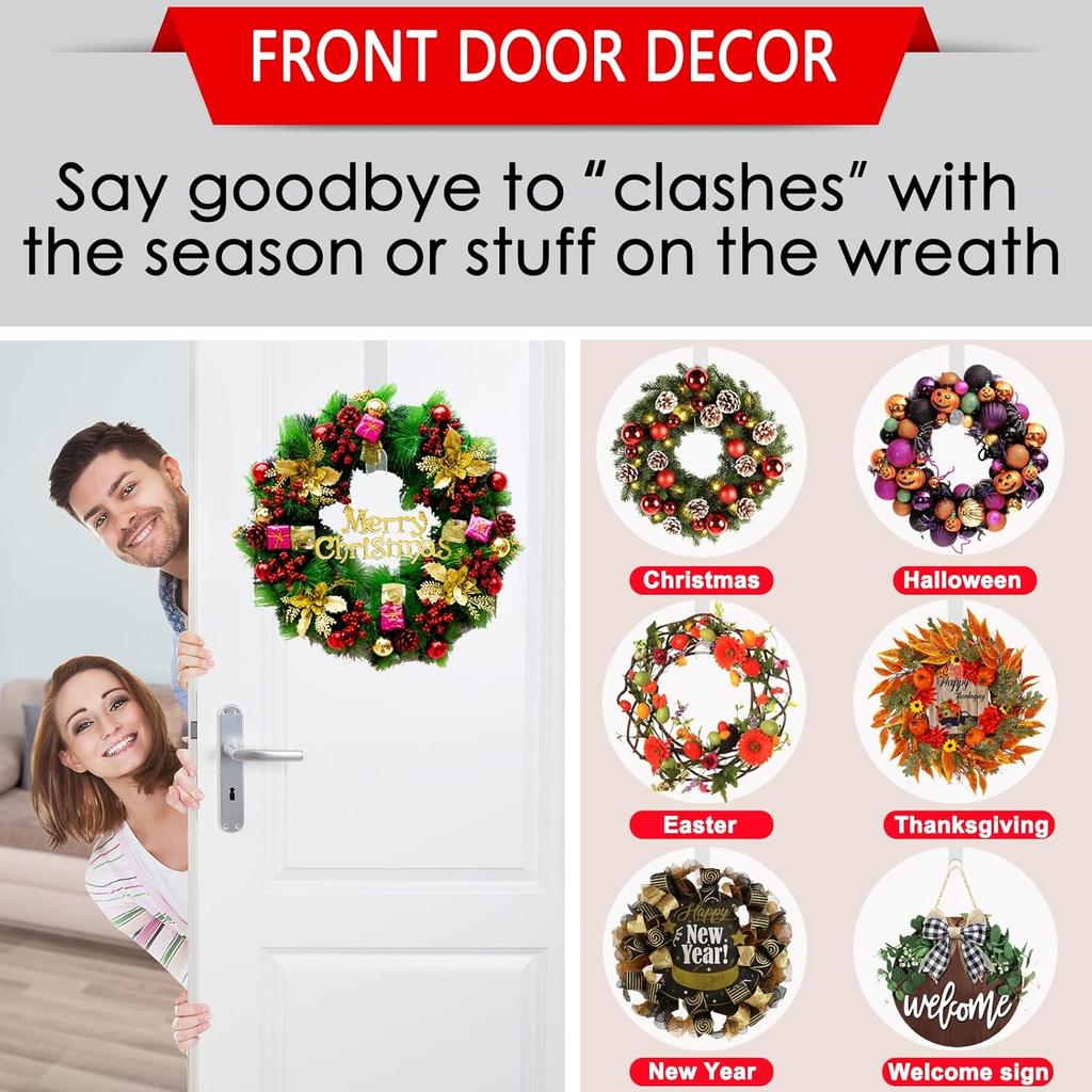 2pcs Front Door Hook Transparent Seamless Door Hanger Indoor and Outdoor Holiday Decoration Wreath Pendant Door Hooks