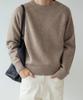 PASSER Raglan Line Crop Knit [Melange Brown]