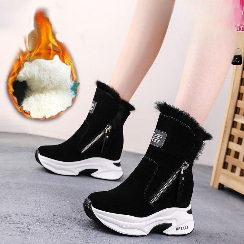 

Women Snow Boots Wedge Platform Boots Plush Warm Winter Boots for Women 9cm Height Increasing Platform Boot Botas Mujer 40 чорний