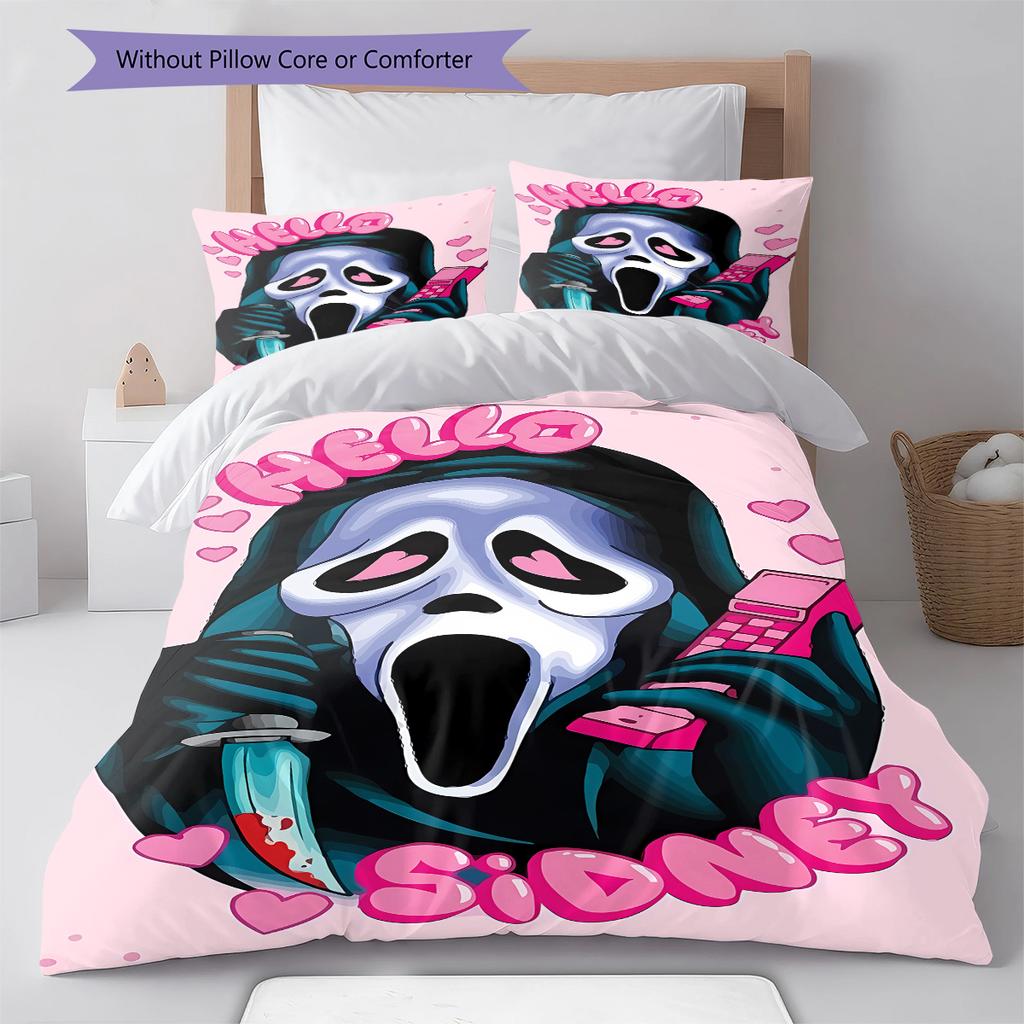 Scream Pattern Bedding,Quilt Set Quilt Cover Pillowcase Home Birthday Gift (1 * Duvet Cover + 2 * Pillowcase, Without Core)