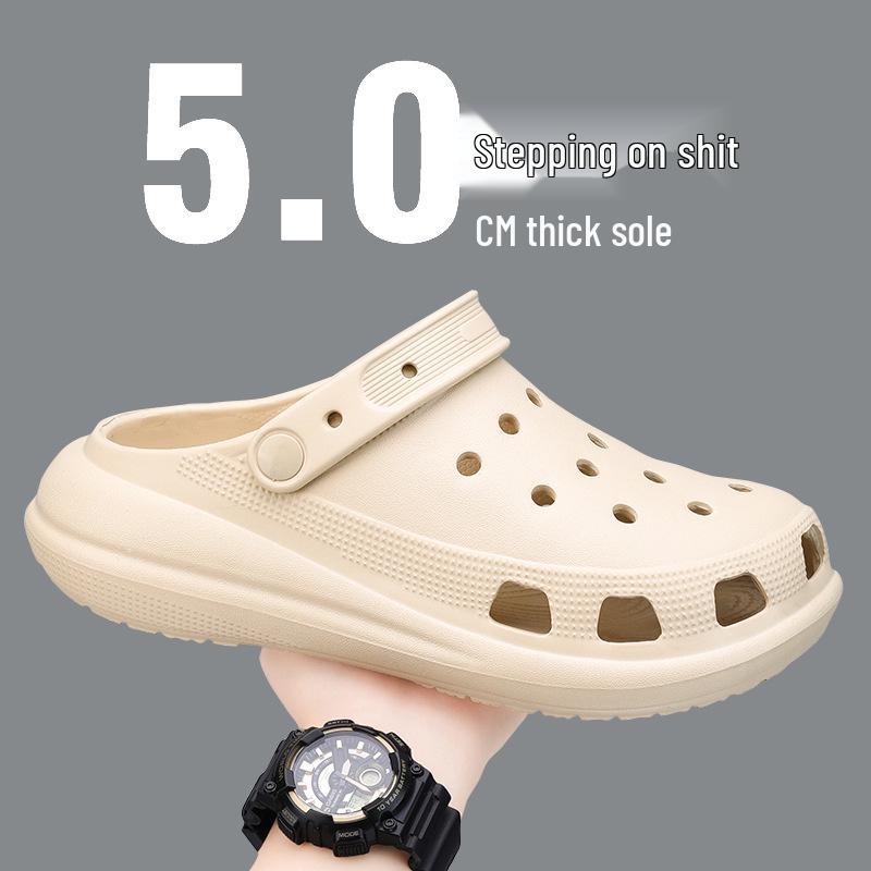 Men's Casual Cross-Border Beach Shoes: Thick-Soled, Closed-Toe, Convertible Sandals & Slippers for Couples.