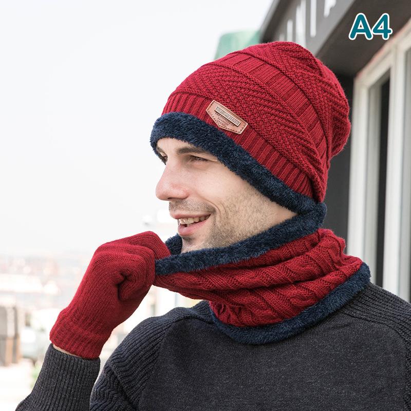 Winter Hats For Men Skullies Beanie Hat Winter Cap Men Women Wool Scarf Caps
