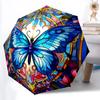 1pc Butterfly Stained Fashionable Automatic Opening/Closing Folding Umbrella with 8 Bones, Windproof Portable, Daily Use164