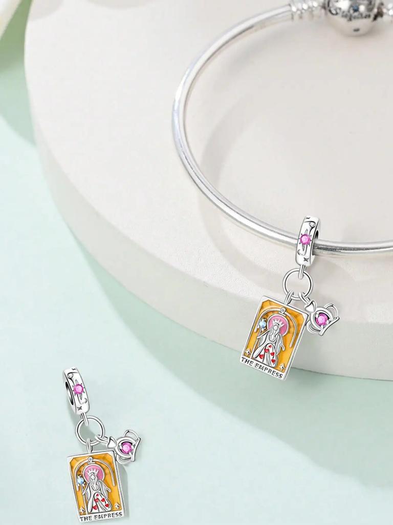 Tarot of the Holy Mother Emperor Beads Charm Silver Plated For Charms Silver Plated Original Bracelet for Jewelry Making