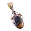 Natural Pietersite Gemstone 925 Solid Sterling Silver TwoTone Pendant 1.50" z1n19