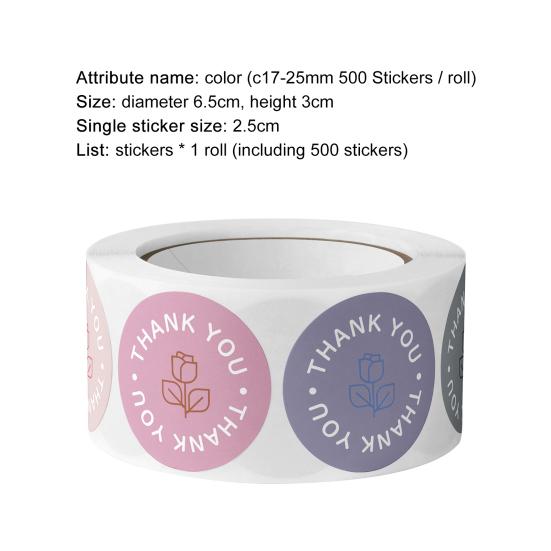 500Pcs/Roll Gift Sign Sticker Widely Applied Floral Art Paper Sticker Thank You Gift Packaging Label Tag for Handicraft