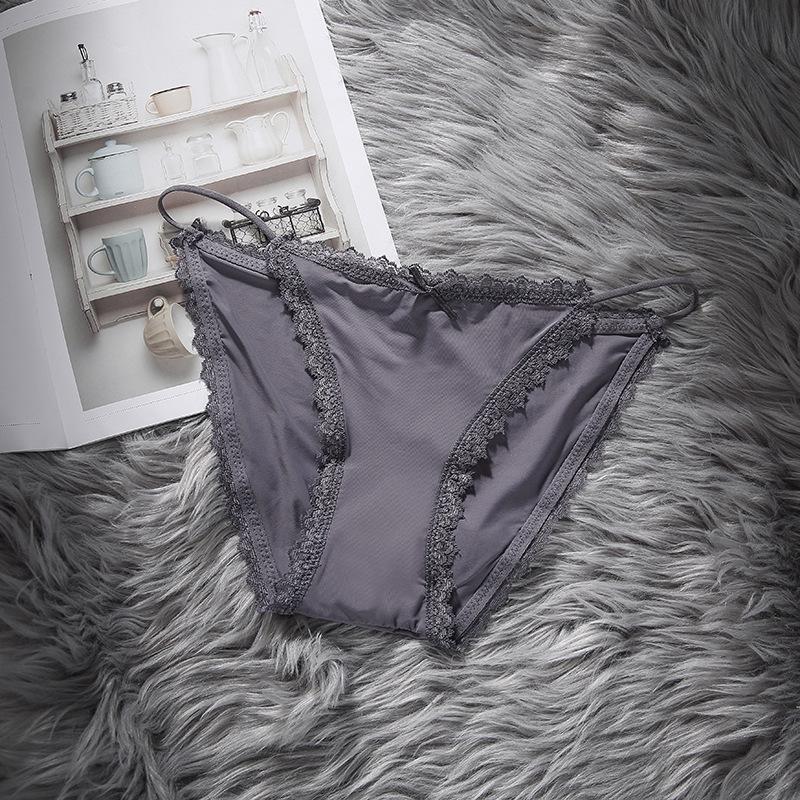 Nahtlose Unterwäsche aus japanischer Eis-Seide mit Spitzenbesatz und niedrigem Bund - Atmungsaktiv, dünne Träger, Zwickel aus reiner Baumwolle, Übergröße verfügbar