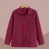 Elegant Plaid Long-Sleeve Shirt for Women Aged 50-60