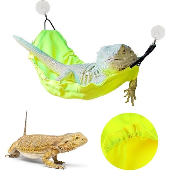 FineInno Reptology Lizard Hammock with Suction Cups Bearded Dragon Tank Accessories Reptile Lounger for Chameleon, Snakes, Lguana Reptiles, Geckos,