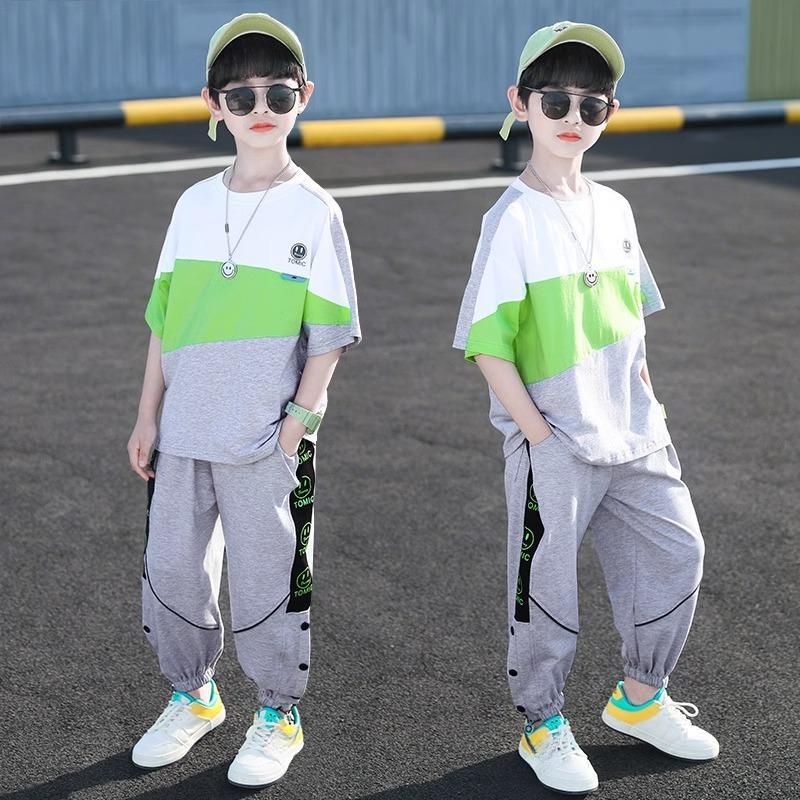 Boys Summer Clothes Set Thin Fabric Cool Short Sleeve Outfit Fashionable Kids Wear for Boys