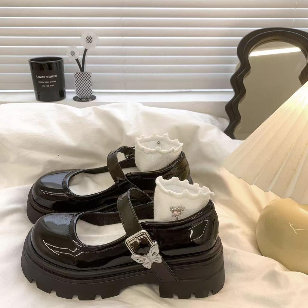 With Skirt French Platform Jk Single Shoes Autumn and Winter New Japanese College Style Black Mary Jane Small Leather Shoes Women