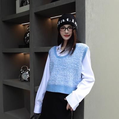 Weicher, wachsartiger, hautfreundlicher Alpakawollmisch-Strickpullover für Damen, Herbst-Neuheit, dünne gestapelte Weste