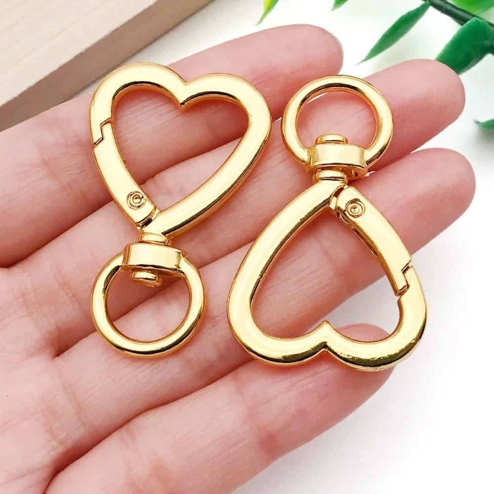 Alloy Material Heart Spring Gate Rings Heart Shape Rotation Design Openable Keychain Openable Feature Snap Closure