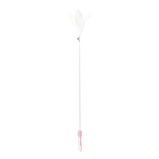 Cat Feather Wand Toy Interactive Cat Teaser with Feathers Bells Cat Teaser Wand розовый