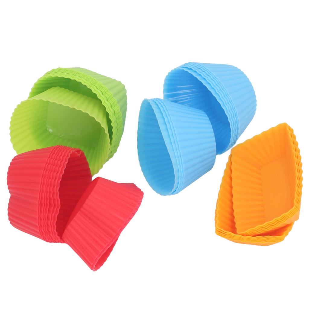 40 Pack Silicone  Baking Cups Non Sticky Reusable  Box Accessories Silicone Muffin Cupcake