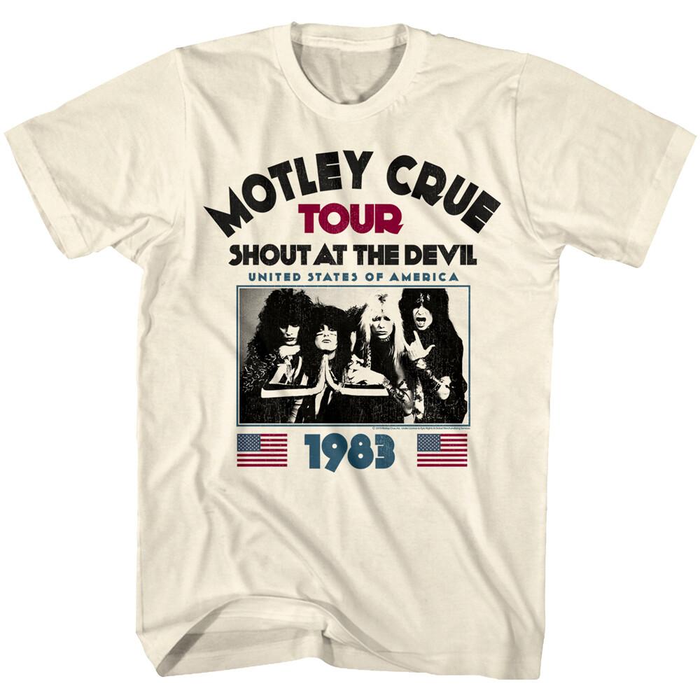 Motley Crue Shout at the Devil USA Tour 1983 Men T Shirt Heavy Metal Rock Top S