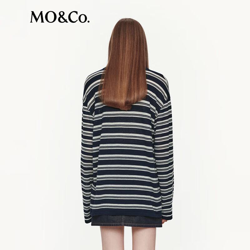 MO&Co. Women's Striped Drop-Shoulder Knit Sweater