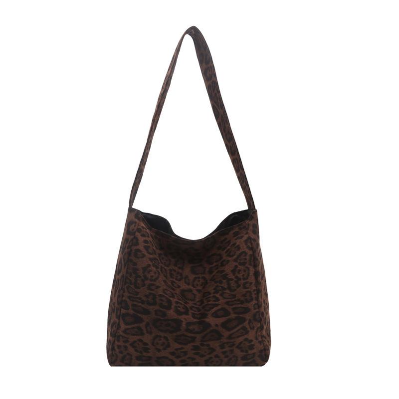 Retro Leopard Print Tote Bag Simple and Fashionable Textured Women's Bag 2025 Autumn and Winter New Large-capacity Cloth Bag Trendy Messenger Bag
