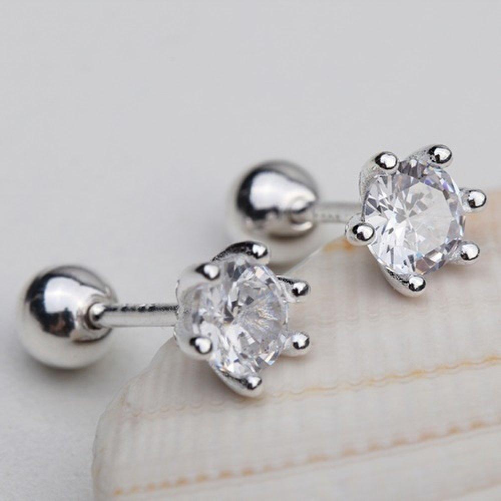 [Aslit] 925 Silver Round Point Cubic Piercing_Pair