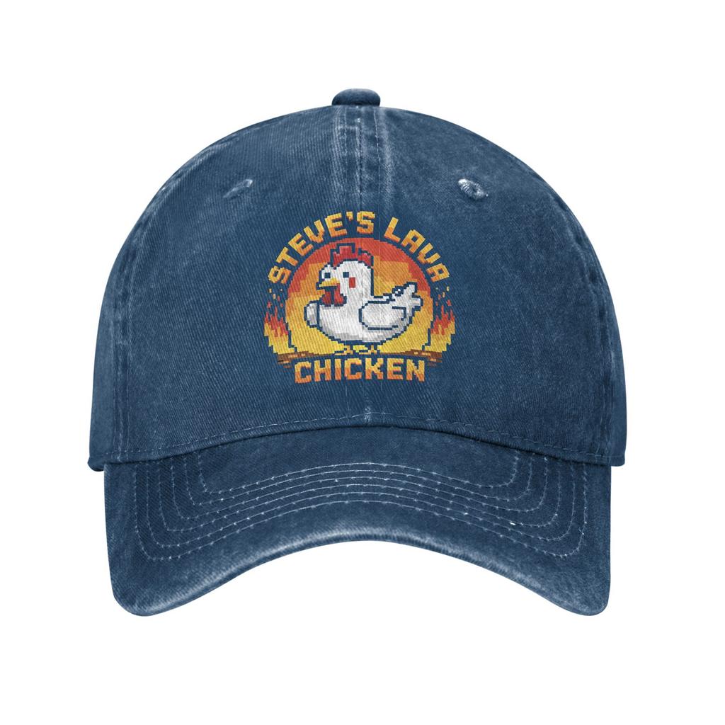 Unisex Chicken Jockey Lava Chicken Print Steves Hat Fashion Distressed Washed  Baseball Cap Adjustable
