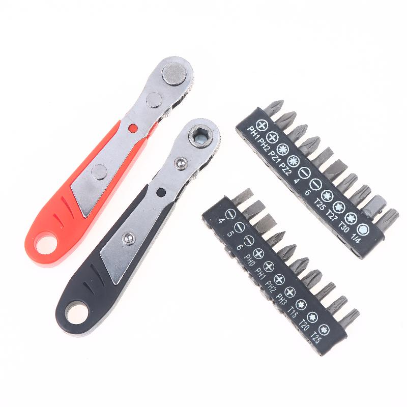 Black Red Mini Socket Wrench Ratchet Fast Ratchet Wrench Multi-functional Ratchet Screwdriver DIY Repair Hand Tools