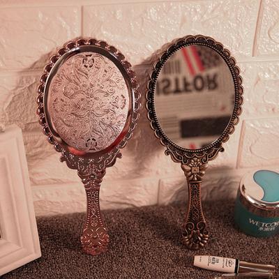 1Pcs Vintage Carved Handheld Vanity Mirror Makeup Mirror Hand Mirror Handle Cosmetic